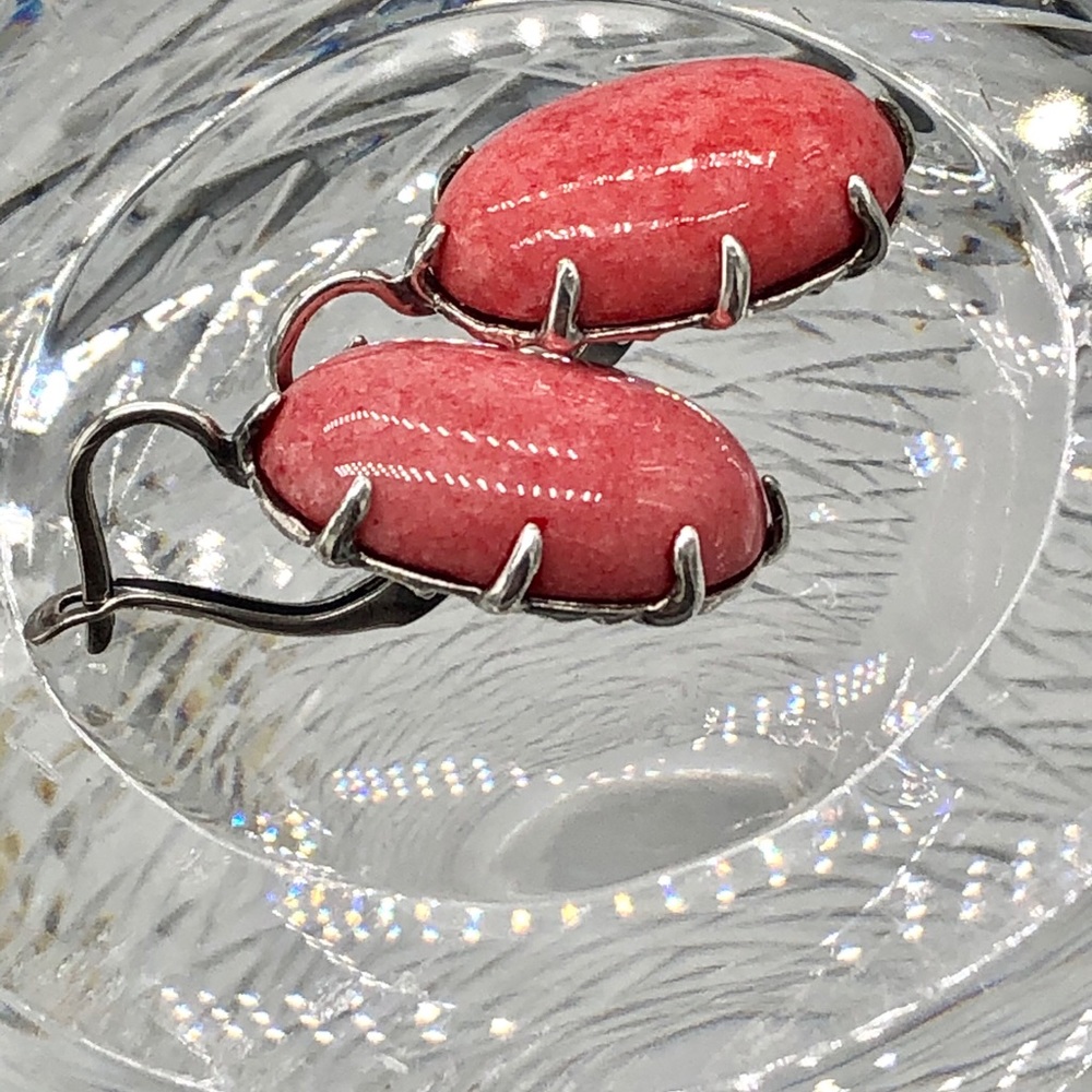 Rare Himalayan Agate Silver Earrings